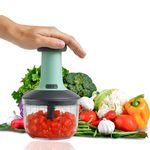 FIGMENT Manual Hand Press Push Chopper 650 ML with 6 Blades for Effortless Chopping, Vegetables & Fruits Chopper Mixer Cutter to Cut Onion, Salad, Tomato, Potato – Handy Push Choppers, Kitchen Tool