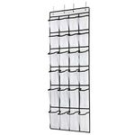 SAVERHO Over The Door Shoe Organizer, Hanging Shoe Organizer with 24 Mesh Large Pockets Door Shoe Rack Organizer for Men Women Kids Hanging Shoe Storage Bag.(White)