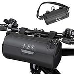 WOTOW Bike Handlebar Bag Waterproof - Bicycle Handlebar Roll Bag with Large Reflective Area, Bike Front Pouch with Waterproof Zipper Shoulder Strap Removable Straps for Cycling (Cylinder, 2L)