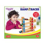 Funskool Giggles - Ramp Racer, Wooden Racing Toy with 3 Mini Cars, Fine Motor Skills, Free Wheeling Cars, 18 Months & Above, Preschool Toys