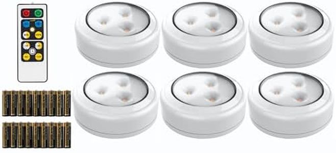 Brilliant Evolution Tap Light Push Lights 6pk w/Batteries + Remote, Stick On Lights Under Cabinets Lighting Touch LED Puck Lights Portable Under Counter Lighting Wireless Closet Kitchen Night Lights