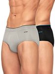 XYXX Men's Underwear Uno IntelliSoft Antimicrobial Micro Modal Brief Pack of 2 (Black ; Heather Grey; XL)