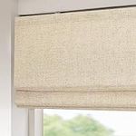 Sunbox Cordless Roman Shades Window Blinds, Room Darkening Fabric Roman Shades for Windows, Doors, French Doors, Kitchen Windows, Linen Sandy Beige