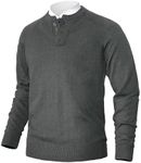 Pioneer Camp Men's Long Sleeve Henley Knit Pullover Sweaters Quarter Button Lightweight Soft Slim Fit Henley Sweaters Dark Grey