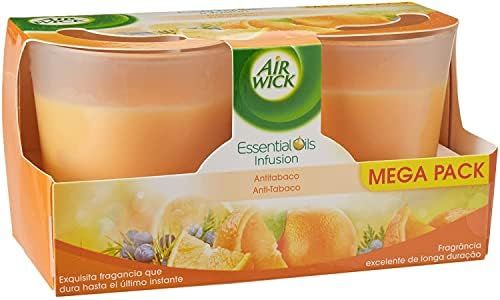 AIR WICK Lot de 12 Desodorisants Maison Bougie Parfumée Huiles Essentielles Anti-Tabac
