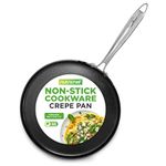 NutriChef 12 Inch Crepe Pan Non Stick, Ideal for Pancakes, Dosa & Tortillas, Hard-Anodized, Dishwasher Safe