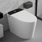 WinZo Elongated Smart Toilet With Bidet Seat, Auto Open & Close, Off Seat Auto Flush, Heated Seat, Warm Water and Dryer, Night Light, Side Knob, White with Black Panel