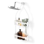 Umbra Flex Hanging Shower Caddy, Bathtub Shelf and Bathroom Organizer, 2 Shelves, White