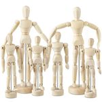 Menkxi 6 Pcs Artist Mannequin Model Wooden Manikin Jointed Wooden Mannequin Flexible Human Drawing Figure Model Artists' Manikins for Artists Sketching Drawing Painting Home Office Desk Decorations