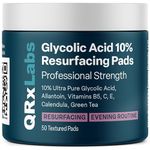 QRxLabs Glycolic Acid 10% Wrinkle Control Pads With 10% Ultra Pure Glycolic Acid, Allantoin, Vitamins B5, C & E, Calendula & Green Tea Extracts - Helps Keep Skin Smooth And Prevents Wrinkles And Lines