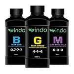 Indo MAX Nutrients - (500mL 3-Pack). MAX Grow (Micro+Macro), MAX Bud (Bloom + PK Booster), MAX Minerals (Cal-Mag+Iron). Complete Plant Nutrient Feeding Program