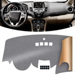 KEYOOG Dacron Dashboard Cover Nonslip Car Dash Board Mat Fit for 2011-2018 Fo-rd Fiesta (Without Navigation) Sunshade No-Glare Non-Slip Pad Carpet Sunshield Protector -Grey