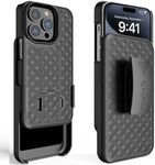 Aduro Combo Case with Kickstand & Holster for iPhone 15 Pro Max, Slim Shell & Swivel Belt Clip Holster, with Built-in Kickstand for Apple iPhone 15 Pro Max (6.7")