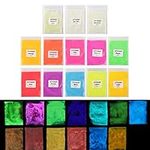 LET'S RESIN 13 Colors Glow in The Dark Pigment Powder, Epoxy Resin Luminous Pigments for Slime,Nails,Epoxy Resin,Acrylic Paint,Fine Art and DIY Crafts, 0.35oz Each