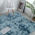 6X9 Blue Modern Home Decorate Area Rugs for Living Room, Bedroom, Bathroom, Fluffy Indoor Carpet (6x9 Feet, Blue)