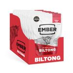 Ember Snacks: Biltong Beef Jerky Chilli Flavour (10 x 25g) / Protein Keto Snacks - On The Go Snack - from British and Irish Meat [Weight May Vary Between 25G and 28G]