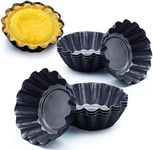 Amytalk 12 Packs Egg Tart Mold, Upgrade Bigger Size 3 x 0.9inch, Cupcake Cake Muffin Mold Tin Pan Baking Tool, Carbon Steel