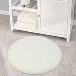 VANZAVANZU Non Slip Bath Mat Round Thickened Bath Rug for Bathroom Absorbent Ultra Soft Bathroom Mat Rug Fluffy Microfiber Bedside Rug Carpet Floor Mat - 71 x 71cm (Cream White)