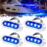 (Blue) - PSEQT 9.7cm Waterproof Marine Boat Lights, Utility Led Interior Lights Boat Deck Courtesy Transom Cockpit Light for Yacht Fishing Pontoon Boat Sailboat Kayak Bass Boat Vessel 12V 24V