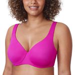 DELIMIRA Women's Plus Size Bras Minimizer Underwire Full Coverage Unlined Seamless Cup Rose Purple 34G