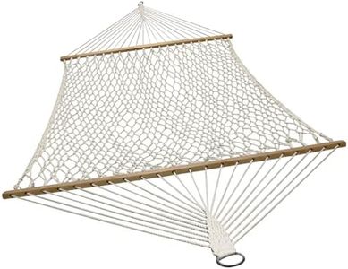 Sunnydaze Cotton Rope Double Hammock with Spreader Bars - Indoor or Outdoor Hammock with 450-Pound Capacity - Cream