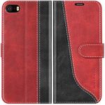 Mulbess Phone Case for iPhone 5s / 5 / iPhone SE 2016 - PU Leather Wallet Case - Magnetic Protective Flip Cover with Credit Card Slot - Wine Red