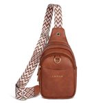 OSOCE Small Sling Bag, Lightweight Fanny Packs Trendy Cross Body Bag for Women Travel Sling Backpack Chest Bag for Hiking (Reddish Brown, S)