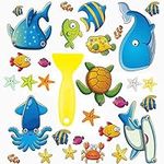 ANTFEES Non Slip Bathtub Stickers, 30 PCS Kids Sea Animal Anti Slip Decal Threads, Safety Shower Strips Strong Adhesive Decals for Shower and Bath Tub Tattoos with Premium Scraper