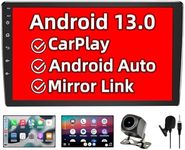 Binize Android 10 Double Din Car Stereo 10.1 Inch with Wireless Carplay Android Auto Touch Screen Radio Head Unit Multimedia Player,Bluetooth,GPS Navigation,AM,FM,EQ, Backup Camera