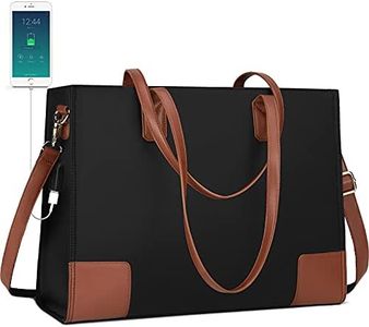 Laptop Bag for Women 15.6 Inch Computer Tote Bag USB Business Office Briefcase Large Handbag Bag Waterproof Black