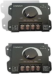 iEI 12V TO 24V DC 360W TO 720W 30A LED STRIP SINGLE COLOR LAMP RIBBON LIGHT DIMMER SWITCH BLACK ROTARY BUTTON KNOB BRIGHTNESS CONTROLLER METAL BODY (2 PIECE KNOB DIMMER)