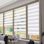 Zebra Blinds for Windows Custom Size Cordless Blackout Roller Blinds,Dual Layer Sheer or Privacy Light Control,Day and Night Window Blinds and Shades,White,18" W x 72" H