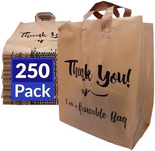 Reli. Reusable Thank You Bags | 250 Bags Bulk | 2 Mil | Brown/Kraft Shopping Bags with Handles | Take out/ToGo Plastic Bags for Food, Grocery, Retail | 12" L x 6.75" W x 14" H | Self-Standing, Gusset