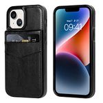 DOMAVER for iPhone 14 Wallet Case 6.1 Inch with Card Holder Slots PU Leather Kickstand Magnetic Lock Durable Lightweight Shockproof Full Body Protective Cover for iPhone 14 6.1 Inch - Leather Black