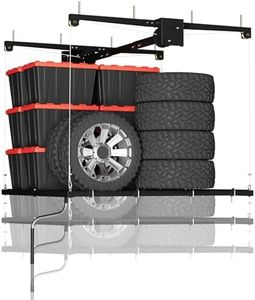 Overhead Garage Lifting Storage Rack, Maximize Your Garage Storage with Our 4x4 Ft Heavy-Duty Ceiling Storage Rack System, Supports 350 lbs, Adjustable & Easy to Install for Optimal Organization