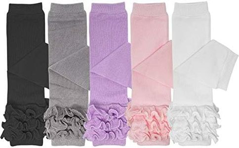 Bowbear 5 Pair Cheerful Ruffles Baby Leg Warmers, Pink, Purple, Black, White, Gray