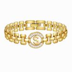 WEDDINEN Initial Bracelet,14K Gold Plated Letter Bracelets for Women, Thick Bangle Wrist Gold Initial Bracelets for Women, Alphabet Bracelet Jewelry Initial S Charm Chain