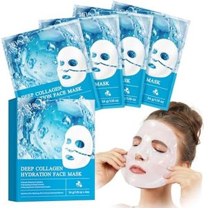 Collagen Face Mask, Deep Collagen Hydration Face Mask, Collagen Mask, Hydrating Overnight Hydrogel Mask, Pore Minimizing, Moisturize, Firm & Enhance Skin Vitality (34g x 4ea)