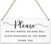 No Soliciting Warning Reminder Sign, Please Do Not Knock Or Ring Doorbell Wooden Plaque Sign, Baby Sleeping Sign for Front Door, Home Office Door Wall Hanging Decorations -HC01