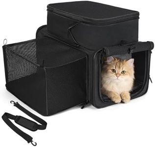 Apollo Walker Cat Carrier Airline Approved, Expandable Travel Pet Carrier with Locking Zippers, Soft-Sided for Small Medium Pets, Foldable Portable Pet Travel Bag (Black)
