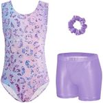 Zaclotre Gymnastics Leotards for Girls Sparkly Sleeveless Dance Unitards Biketards with Gym Shorts