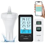 Raddy PT-3 Wi-Fi Pool Thermometer Floating Easy Read with 2 Additional Remote Sensors, APP Remote Monitor, Large Digital Display, Rechargeable, Wireless Hygrometer Thermometer for Indoor Outdoor