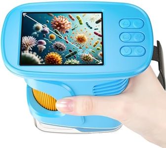 1000X Kids Handheld Microscope, 4K Digital Mini Pocket Digital Microscope with 2.4" IPS Screen, Built-in Camera & 12 Prepared Slides, STEM Educational Toy, Birthday Gift for Boys & Girls Ages 3–12