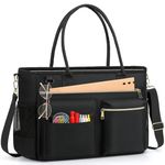 Laptop Bag for Women 15.6 inch Laptop Teacher Tote Bag Large Capacity WorkTote Nurse Bag Computer Bag Waterproof Business Office Travel Messenger Shoulder Bag Laptop Briefcase, Black