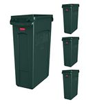 Rubbermaid Commercial Products 1956186 Slim Jim Trash/Garbage Can with Venting Channels, 23 Gallon, Green (Pack of 4)