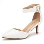 DREAM PAIRS Women's Lowpointed White Pu Low Heel Dress Pump Shoes - 5 M US