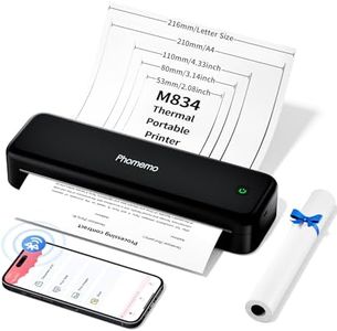 Phomemo M834 Impresora Termica A4, Impresora Portatil Sin Tinta, Conexión de Smartphone por Bluetooth, Admite Papel Térmico A4 (210x297 mm), 80mm, Impresora Portátil Movil, 300DPI