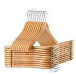 High-Grade Wooden Shirt Hangers with Rubber Grips (20 Pack) Smooth & Durable Wood Hangers with Grips Non Slip - Slim & Sleek Space Saving Hangers with Notches & 360 Hook - Ideal for Camisoles, Rompers