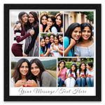 ArtX Customized Collage Photo Print With Frame for Wall, Personalised Photo Frame with Photo Upload for Bedroom, Living Room, Gift, Square, Set of 1