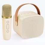 Wowstar Mini Karaoke Machine for Kids, Player Toys for Gifts for Boys Girls 4, 5, 6, 7, 8, 9, 10 +Year Old Birthday Party Home, Portable Bluetooth Speaker with Wireless Microphone(Beige)